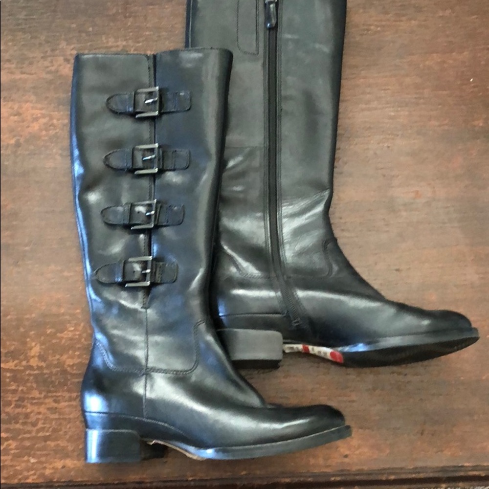 Ecco Black Heeled Boots with Buckle Detail